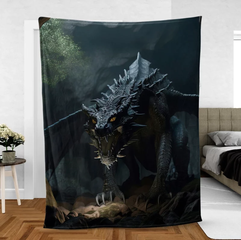 Fantasy Dragon Illustration Fleece Blanket