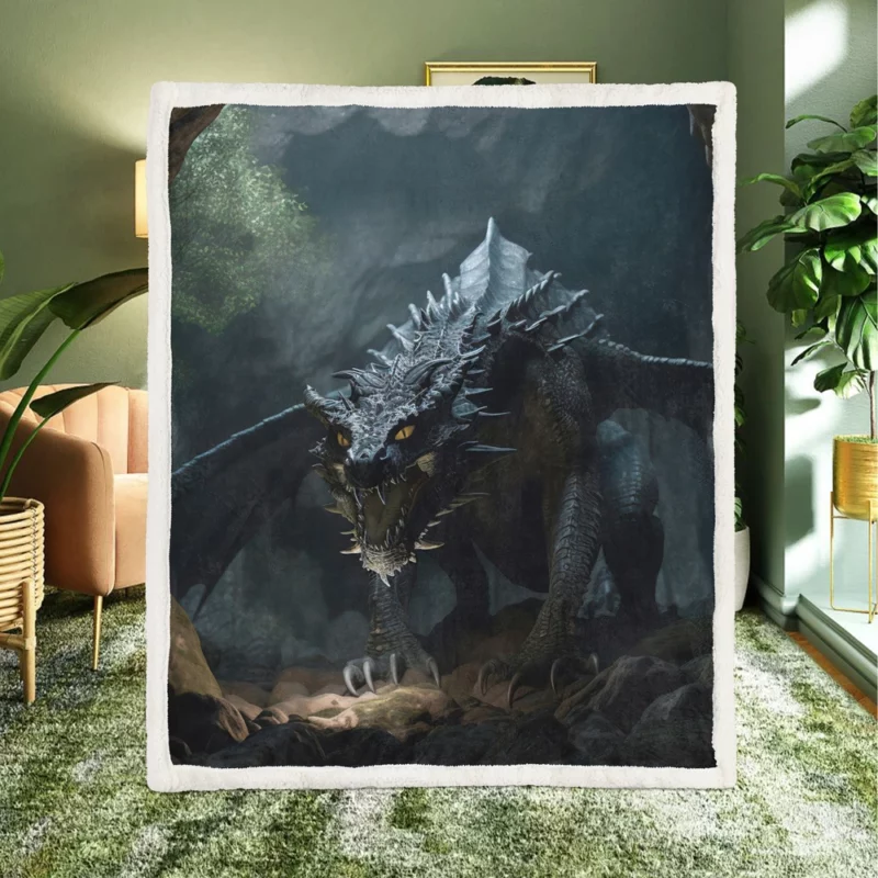 Fantasy Dragon Illustration Sherpa Fleece Blanket