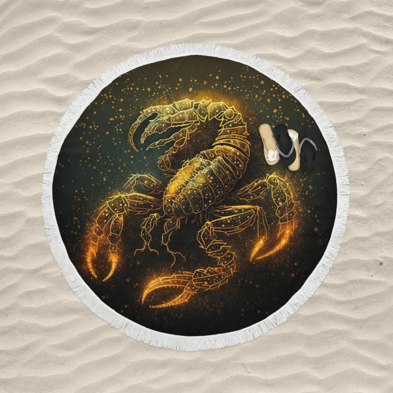 Fantasy Scorpio Zodiac Art Round Beach Towel