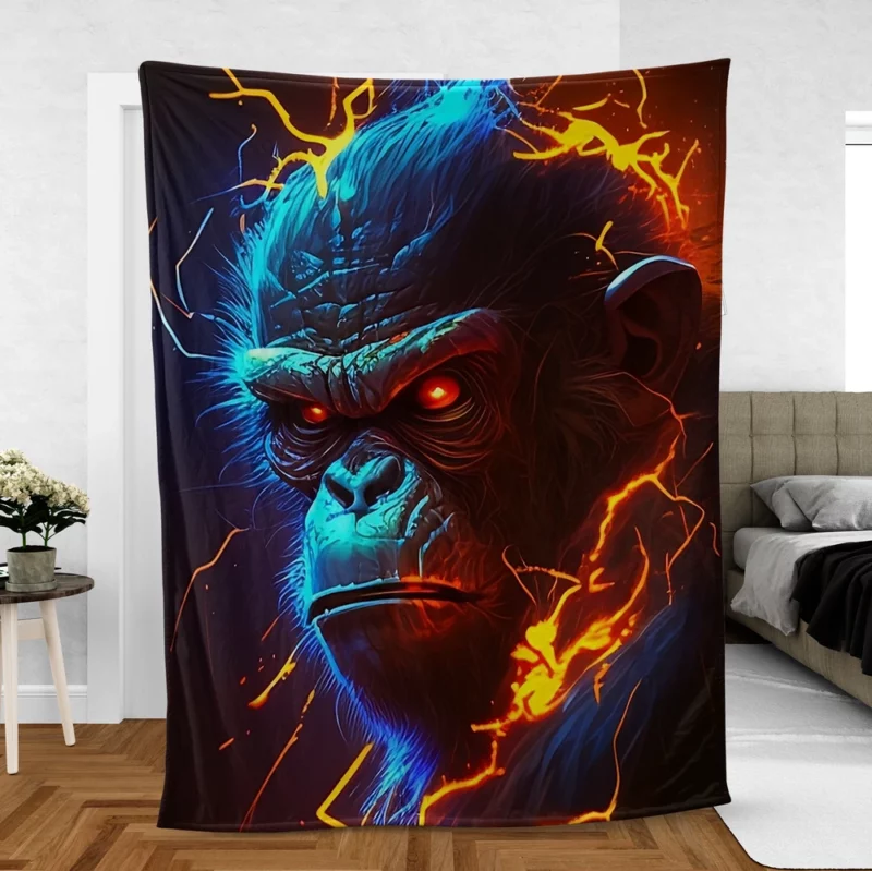 Fiery Faced Monkey Art Fleece Blanket