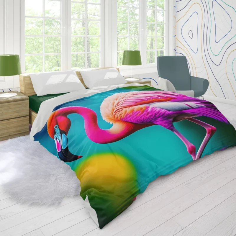 Flamingo Colorful Artwork Duvet Cover