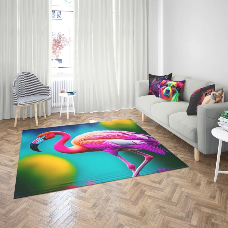 Flamingo Colorful Artwork Rug 2