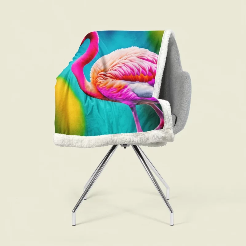 Flamingo Colorful Artwork Sherpa Fleece Blanket 1