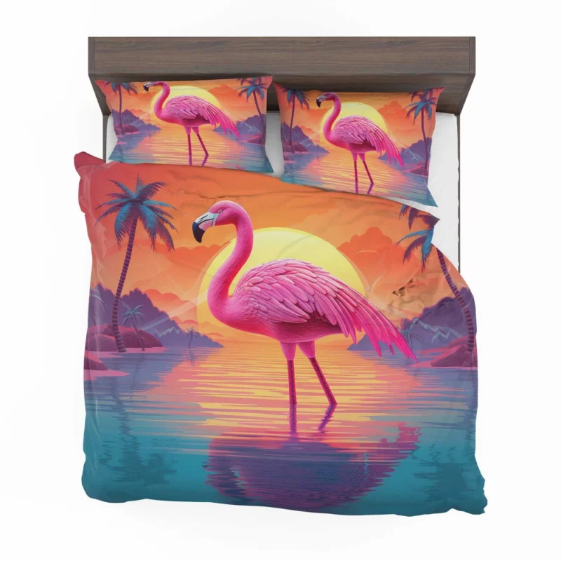 Flamingo Silhouette Sunset Bedding Set 2