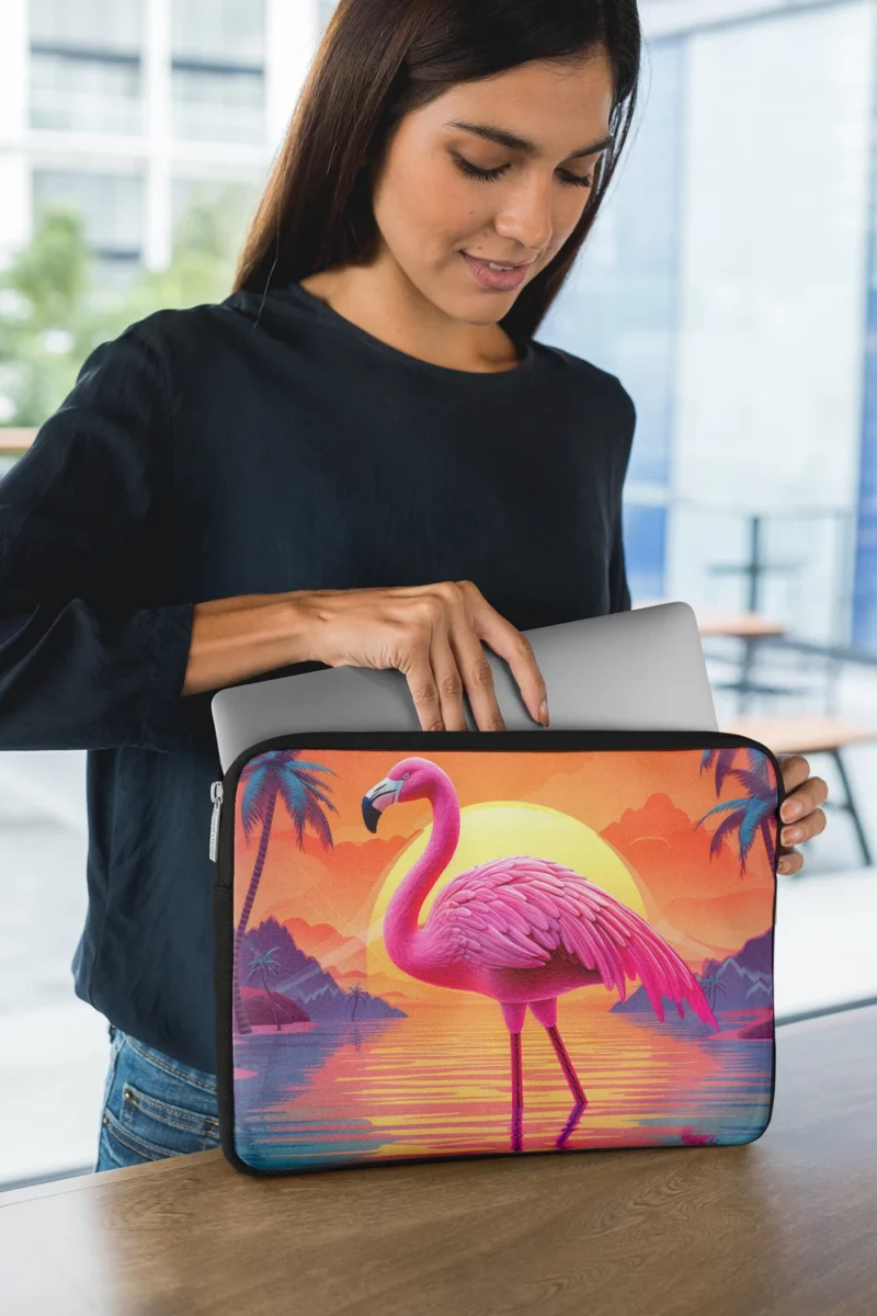 Flamingo Silhouette Sunset Laptop Sleeve 1