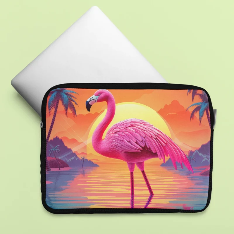 Flamingo Silhouette Sunset Laptop Sleeve