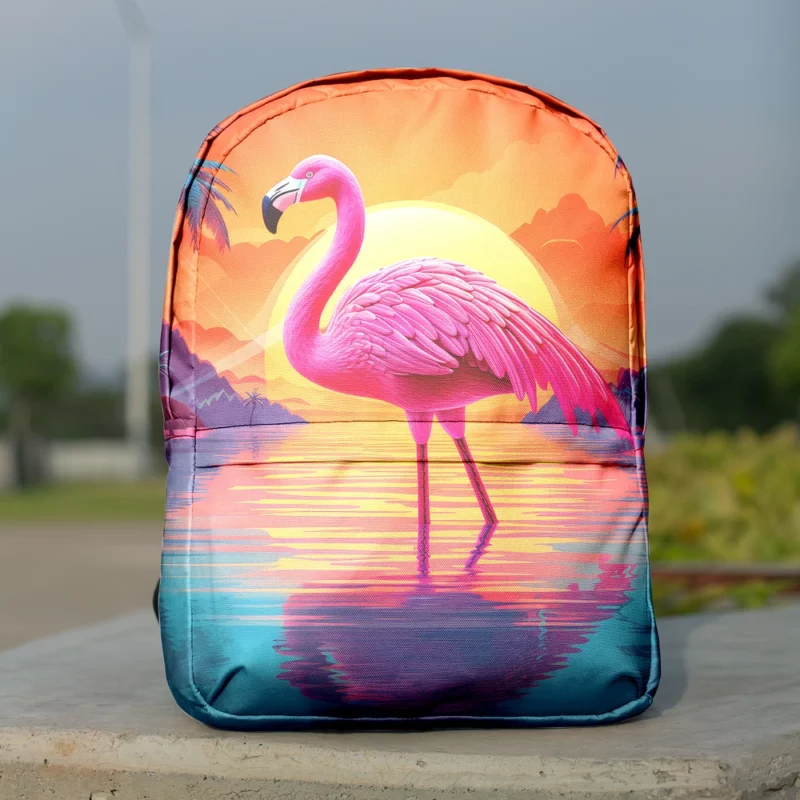 Flamingo Silhouette Sunset Minimalist Backpack