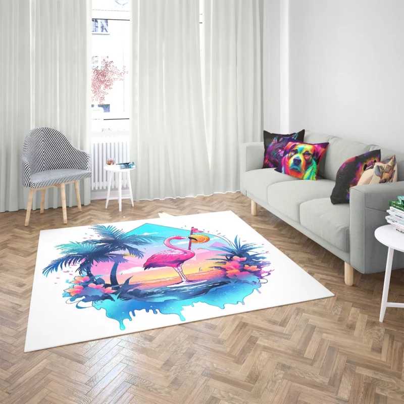 Flamingo Sticker Designs Rug 2