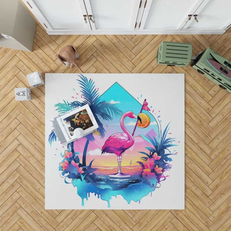 Flamingo Sticker Designs Rug