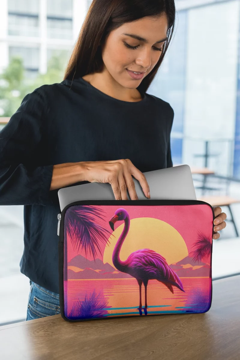 Flamingo Sunset Background Laptop Sleeve 1