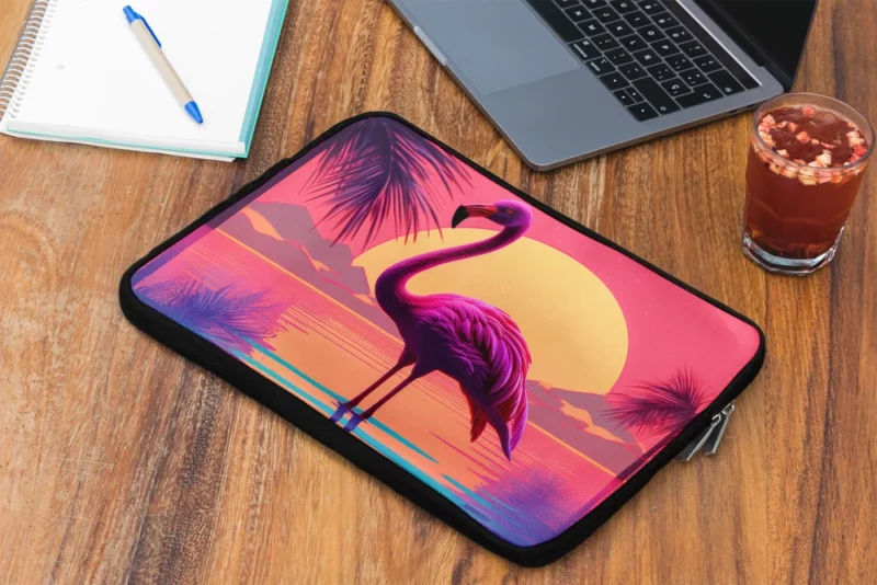 Flamingo Sunset Background Laptop Sleeve 2