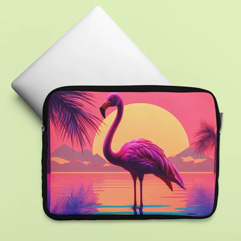 Flamingo Sunset Background Laptop Sleeve