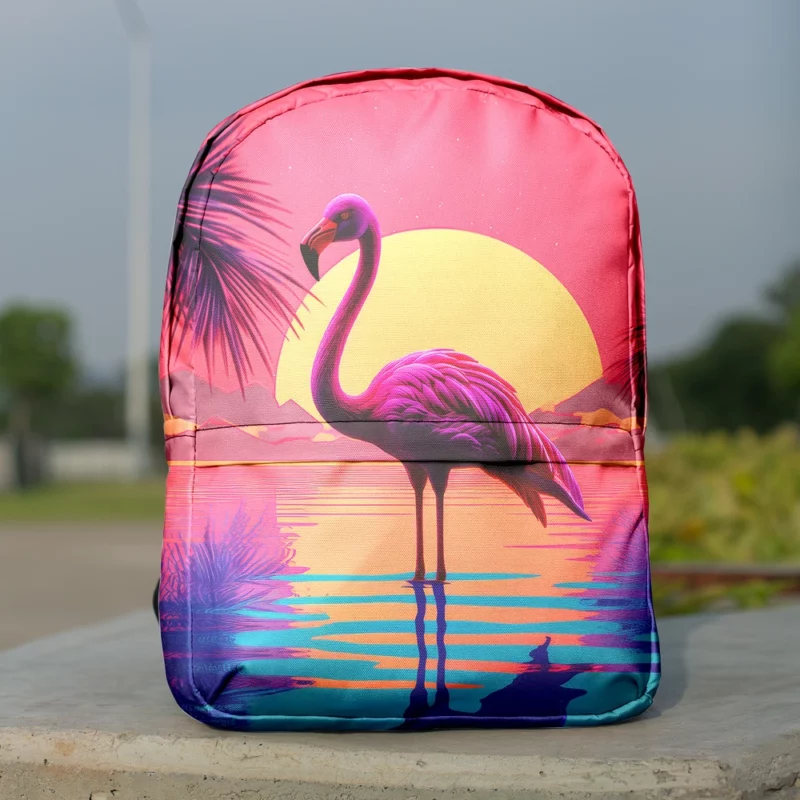 Flamingo Sunset Background Minimalist Backpack