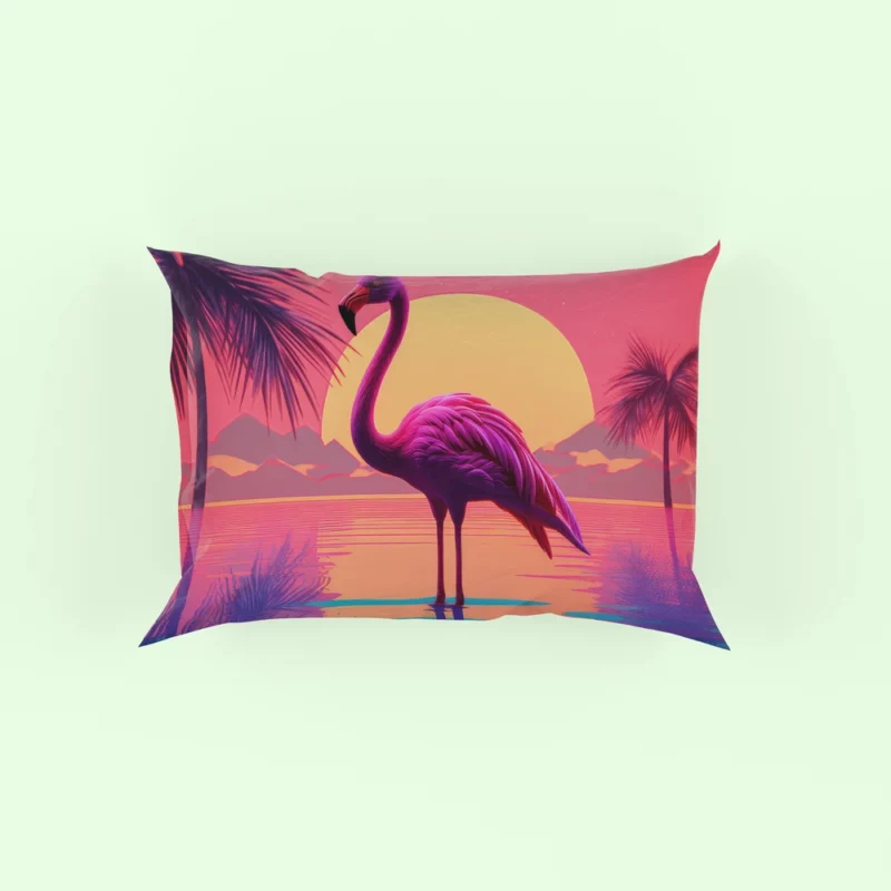 Flamingo Sunset Background Pillow Case