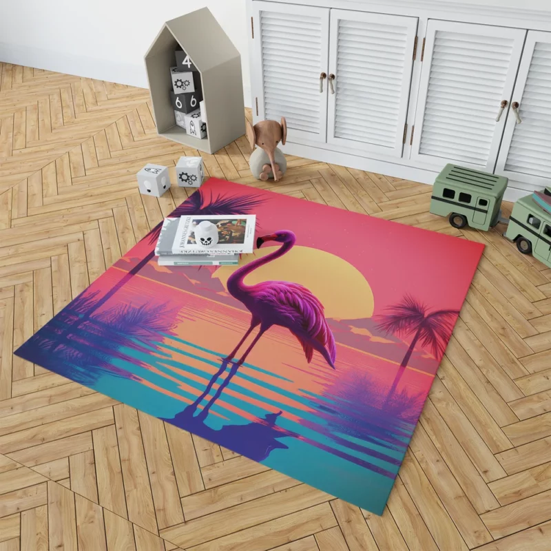 Flamingo Sunset Background Rug 1