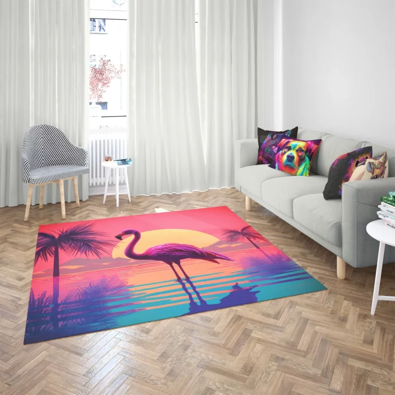 Flamingo Sunset Background Rug 2