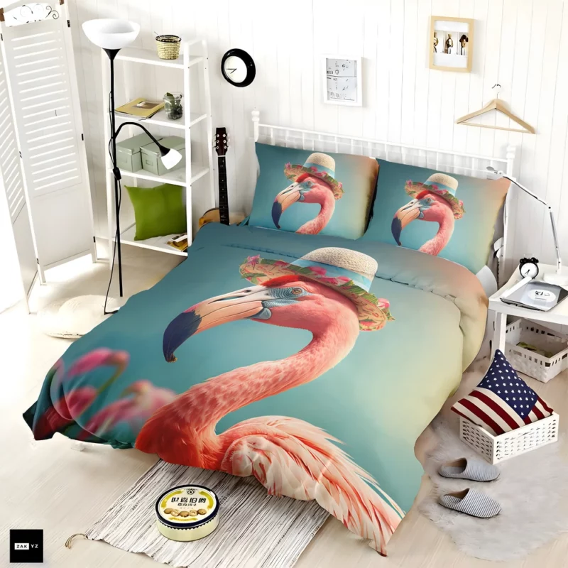 Flamingo With Flower Garland Bedding Set