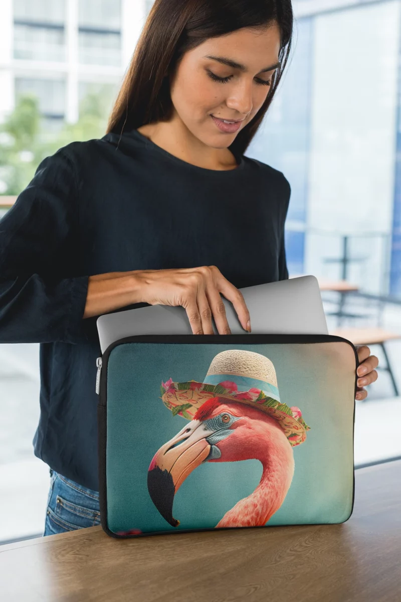 Flamingo With Flower Garland Laptop Sleeve 1