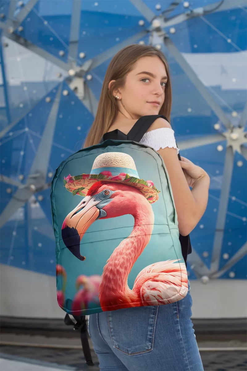 Flamingo With Flower Garland Minimalist Backpack 2