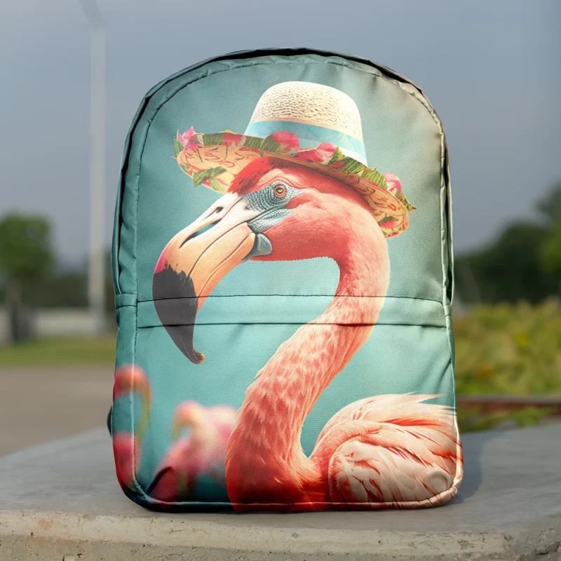 Flamingo With Flower Garland Minimalist Backpack