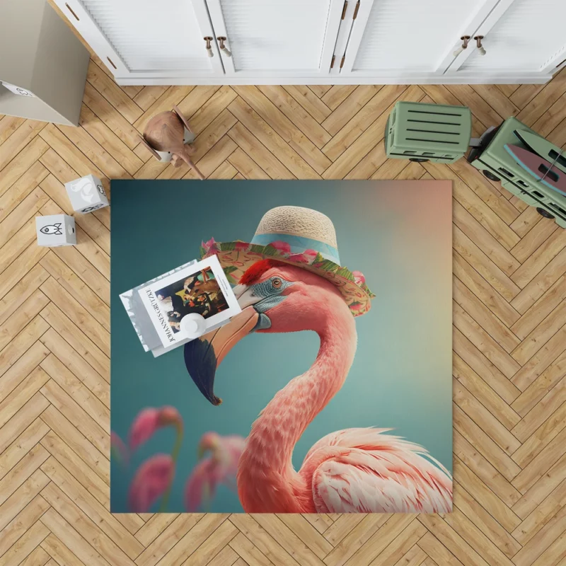 Flamingo With Flower Garland Rug