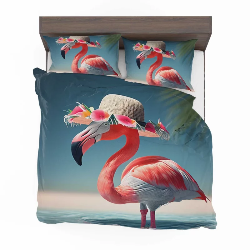 Flamingo in Hawaiian Flowers Bedding Set 2