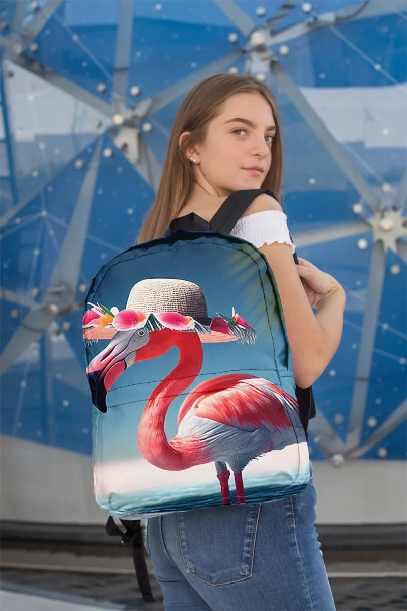 Flamingo in Hawaiian Flowers Minimalist Backpack 2