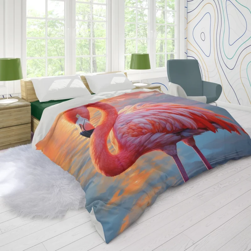 Flamingo in Sunlight Duvet Cover