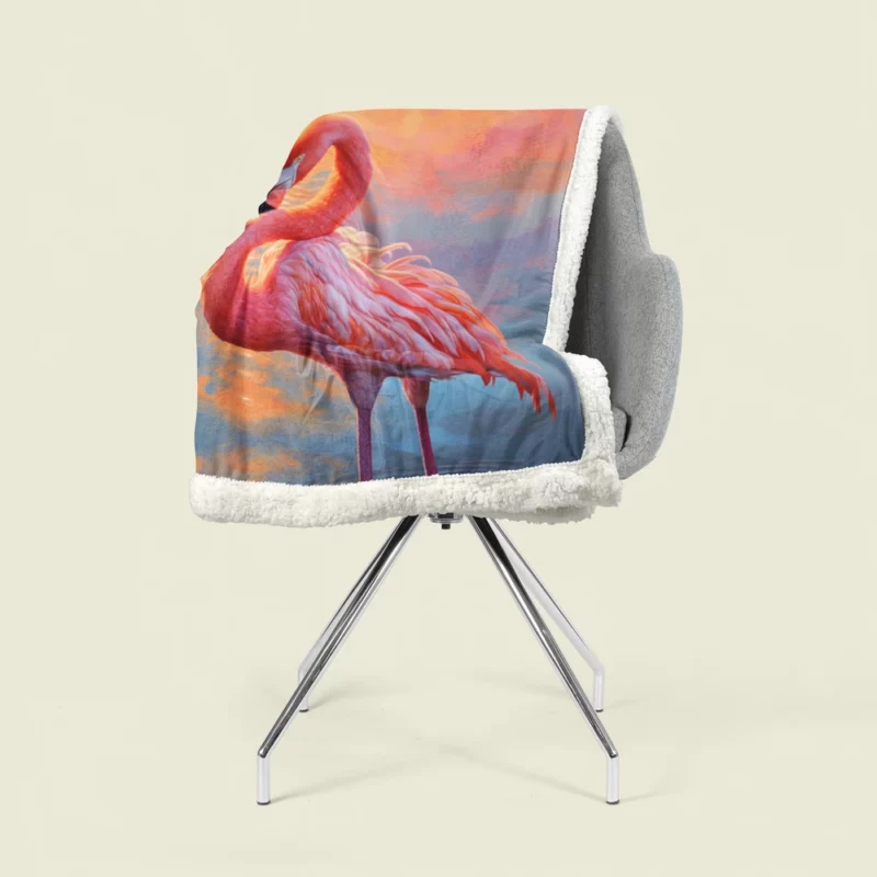 Flamingo in Sunlight Sherpa Fleece Blanket 1