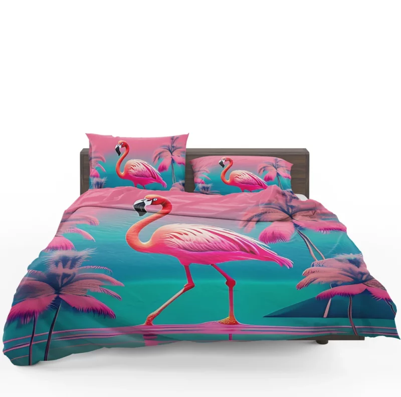 Flamingo on Pink Background Bedding Set 1