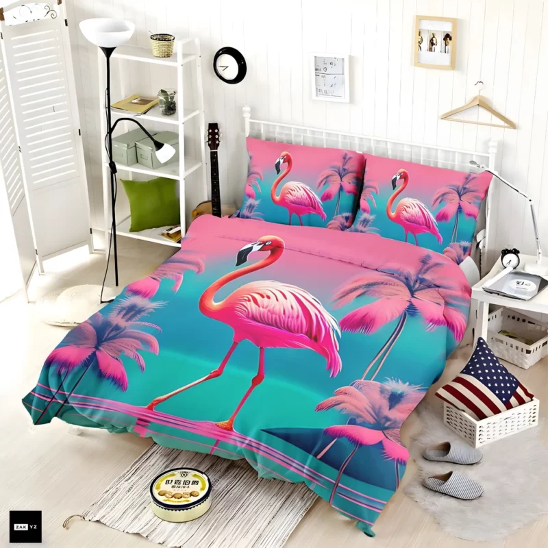 Flamingo on Pink Background Bedding Set