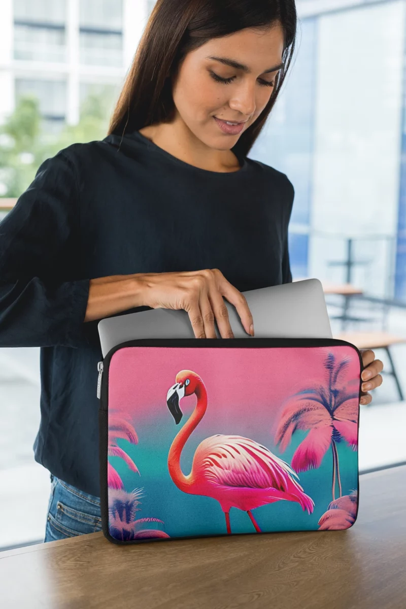 Flamingo on Pink Background Laptop Sleeve 1