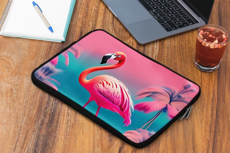 Flamingo on Pink Background Laptop Sleeve 2