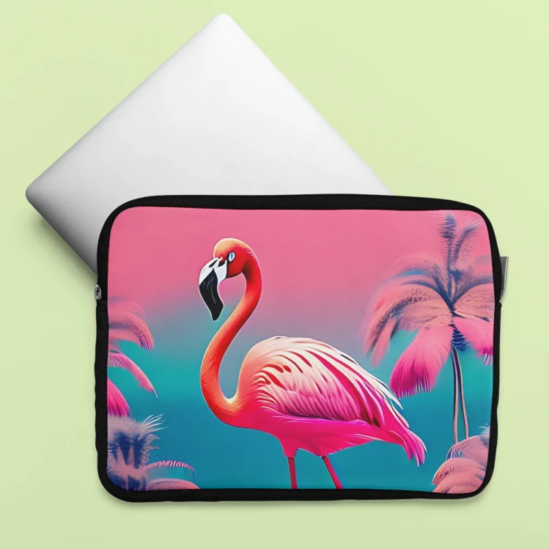 Flamingo on Pink Background Laptop Sleeve