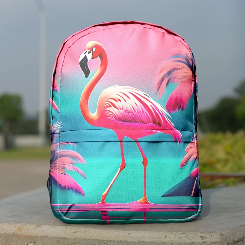 Flamingo on Pink Background Minimalist Backpack