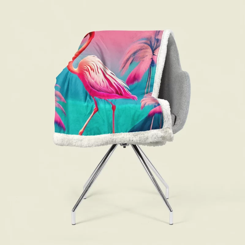 Flamingo on Pink Background Sherpa Fleece Blanket 1