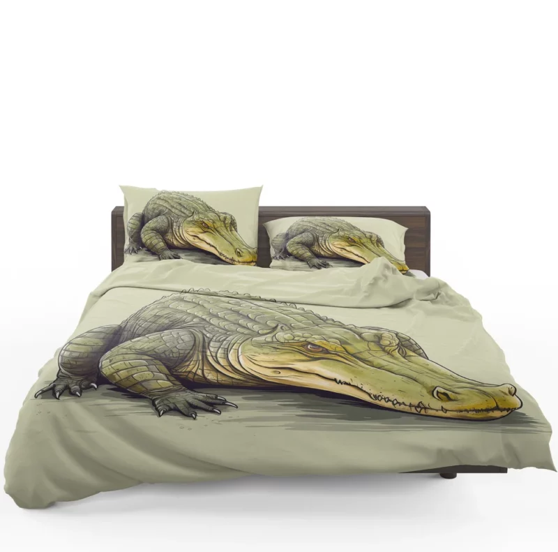 Flat Crocodile Illustration Bedding Set 1