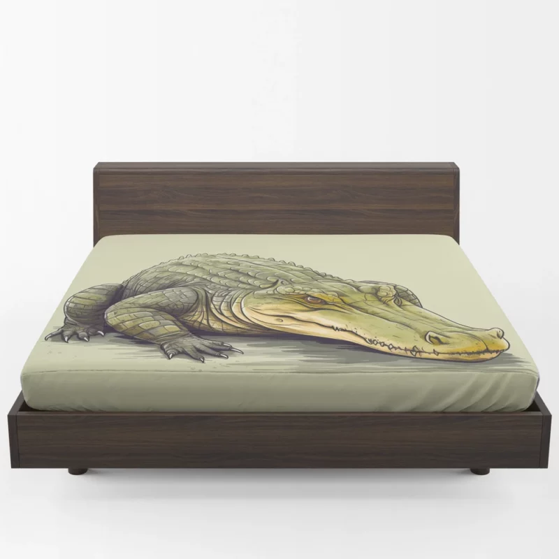 Flat Crocodile Illustration Fitted Sheet 1