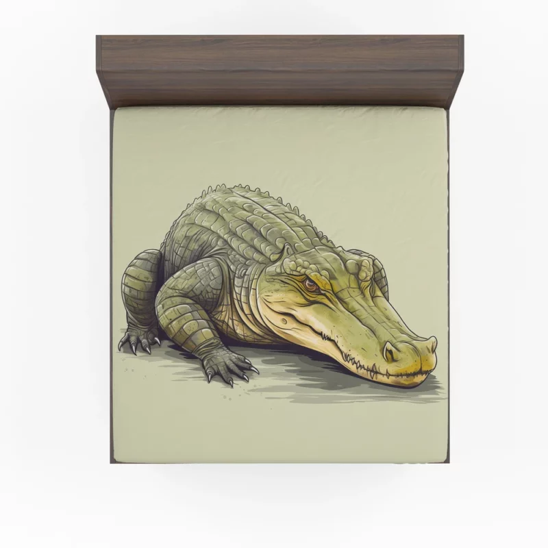 Flat Crocodile Illustration Fitted Sheet