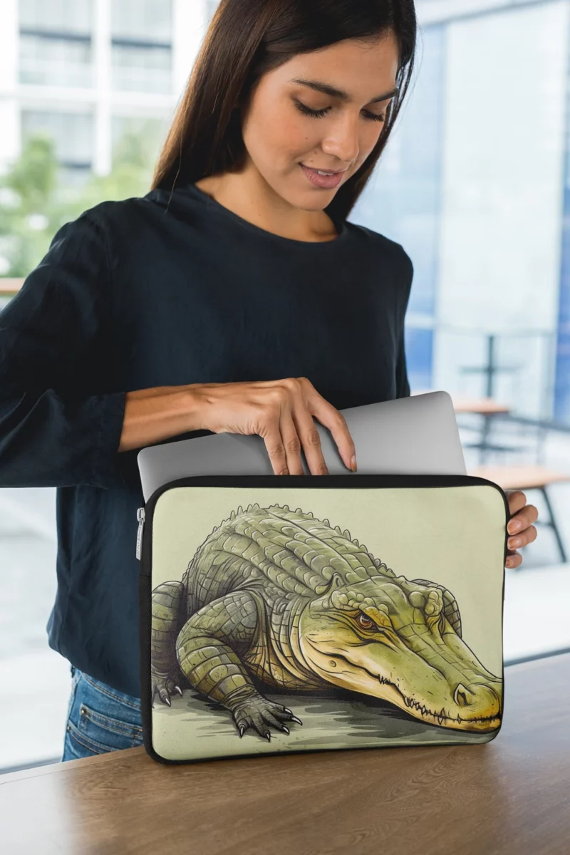 Flat Crocodile Illustration Laptop Sleeve 1