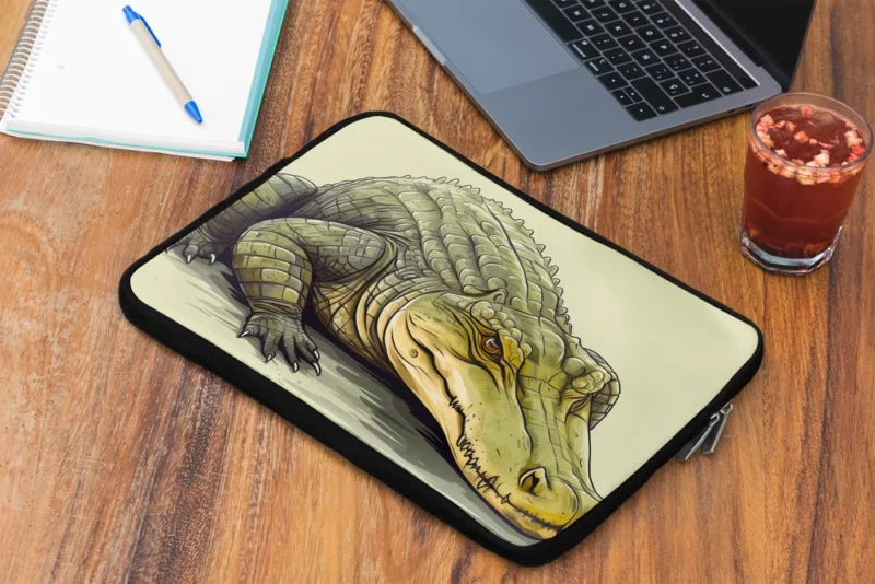 Flat Crocodile Illustration Laptop Sleeve 2