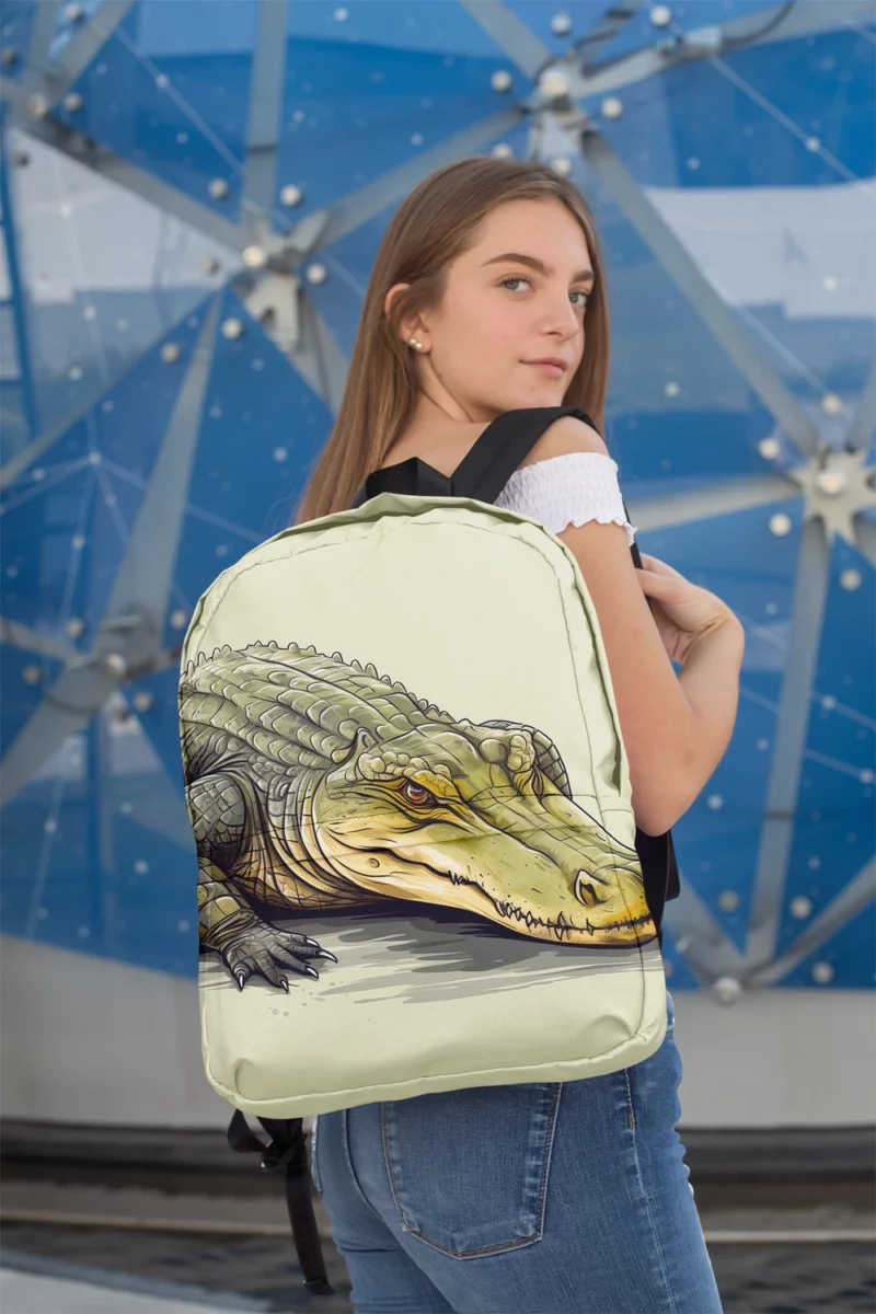 Flat Crocodile Illustration Minimalist Backpack 2