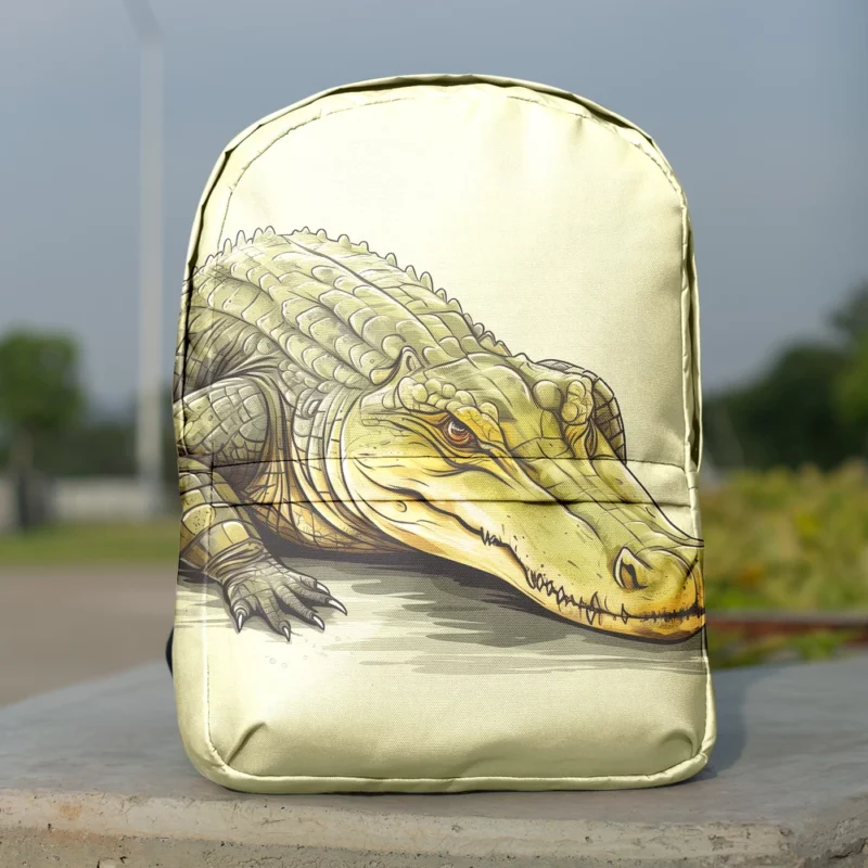 Flat Crocodile Illustration Minimalist Backpack