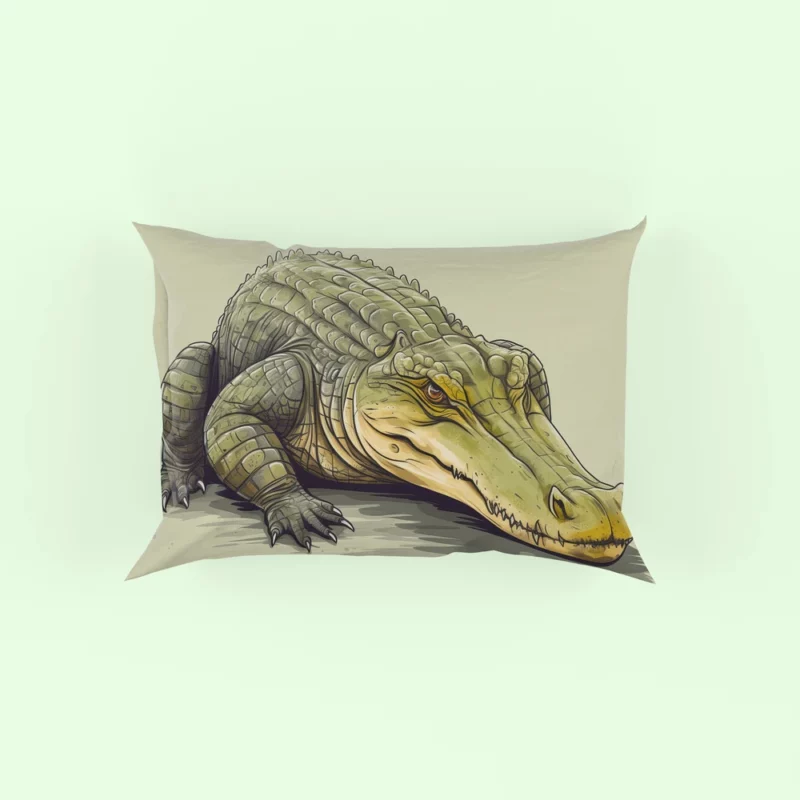 Flat Crocodile Illustration Pillow Case