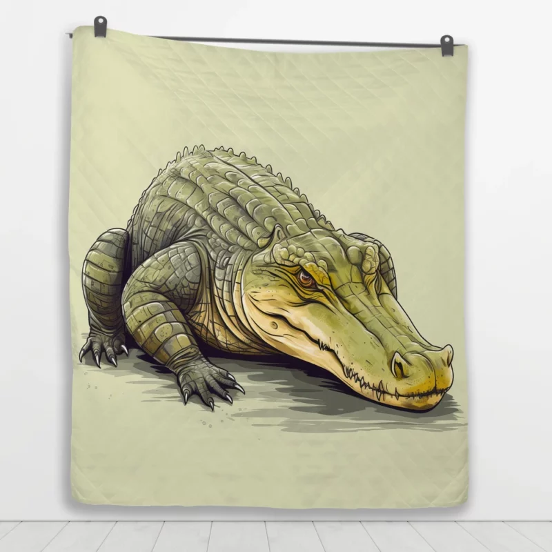 Flat Crocodile Illustration Quilt Blanket 1