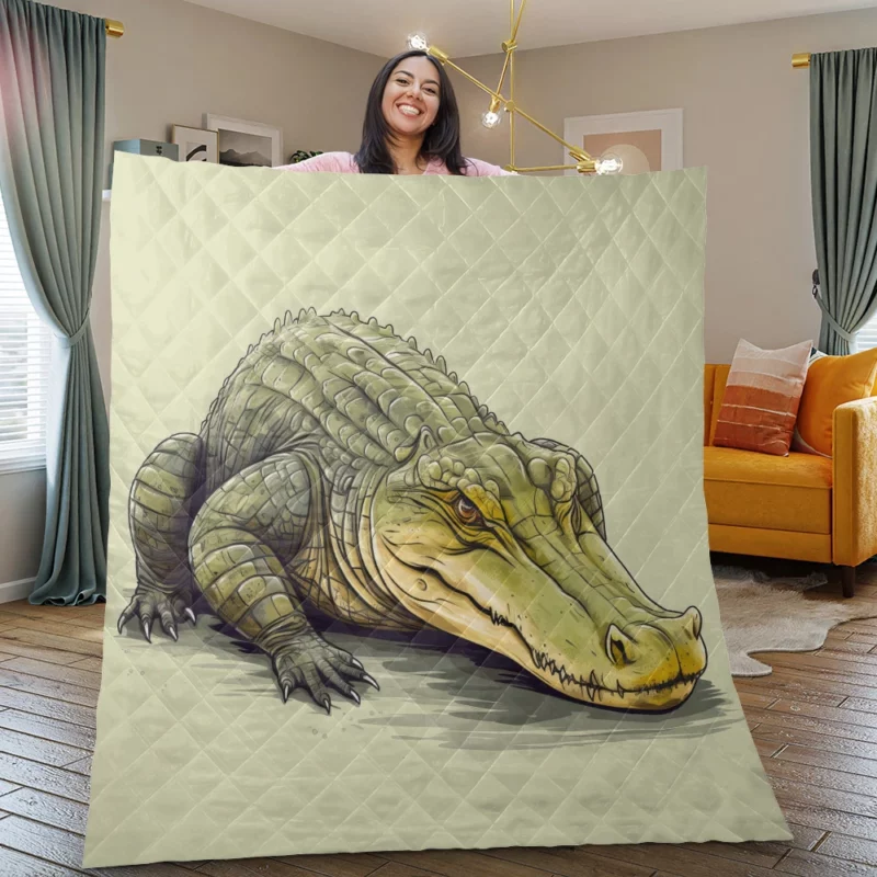 Flat Crocodile Illustration Quilt Blanket