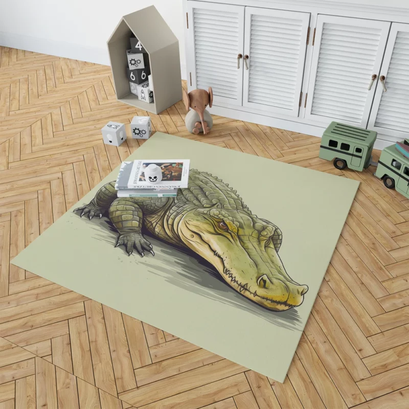 Flat Crocodile Illustration Rug 1