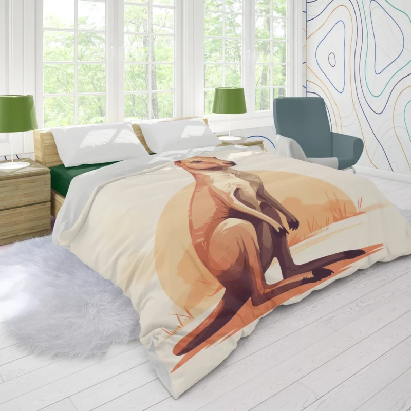 Flat Kangaroo Illustration Duvet Cover