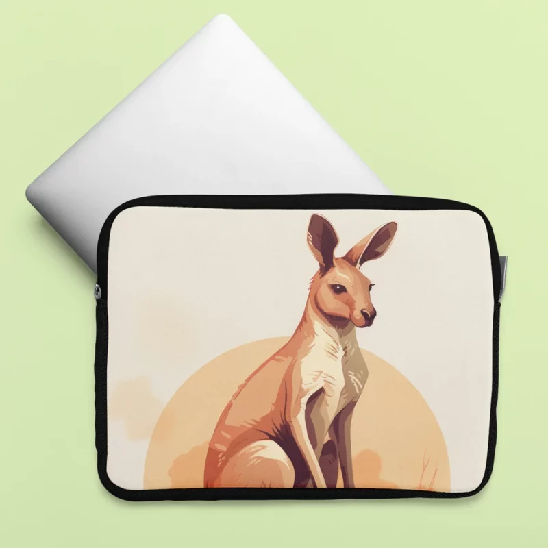 Flat Kangaroo Illustration Laptop Sleeve