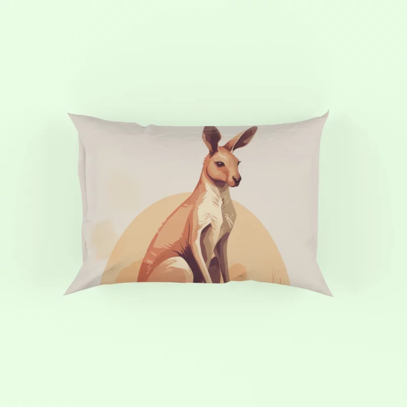 Flat Kangaroo Illustration Pillow Case